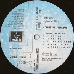 Comme un Boomerang サウンドトラック (Georges Delerue) - CDインレイ