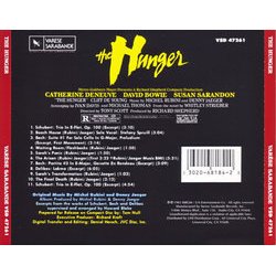 The Hunger Soundtrack (Various Artists, Denny Jaeger, Michel Rubini) - CD Back cover
