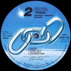 Tenebre サウンドトラック (Massimo Morante, Fabio Pignatelli, Claudio Simonetti) - CDインレイ