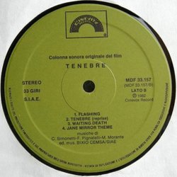 Tenebre サウンドトラック (Massimo Morante, Fabio Pignatelli, Claudio Simonetti) - CDインレイ