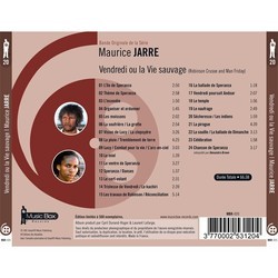 Vendredi ou la vie Sauvage Soundtrack (Maurice Jarre) - CD Back cover