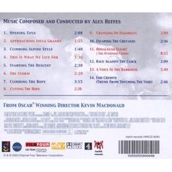 Touching the Void Ścieżka dźwiękowa (Alex Heffes) - Tylna strona okladki plyty CD