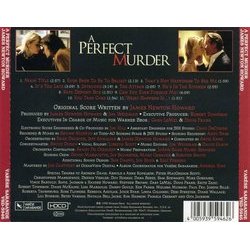 A Perfect Murder サウンドトラック (James Newton Howard) - CD裏表紙
