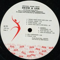 David & Lisa サウンドトラック (Mark Lawrence, The Victor Feldman All-Stars) - CDインレイ
