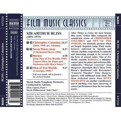 Christopher Columbus Soundtrack (Arthur Bliss) - CD Back cover