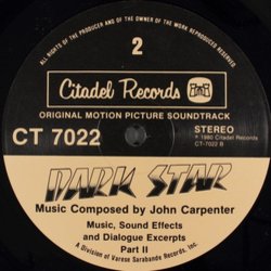 Dark Star サウンドトラック (John Carpenter) - CDインレイ
