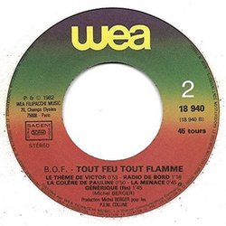 Tout feu, tout flamme Bande Originale (Various Artists, Michel Berger) - cd-inlay