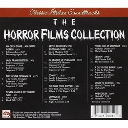 The Horror Films Collection volume two Soundtrack (Alessandro Alessandroni, Various Artists, Francesco De Masi, Manuel De Sica, Piero Piccioni, Claudio Simonetti) - CD Back cover