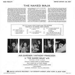 The Naked Maja Ścieżka dźwiękowa (Angelo Francesco Lavagnino) - Tylna strona okladki plyty CD