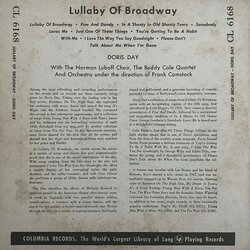 Lullaby of Broadway Soundtrack (Doris Day) - CD Back cover