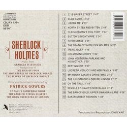 Sherlock Holmes Soundtrack (Patrick Gowers) - CD Back cover