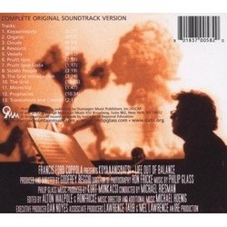 Koyaanisqatsi Ścieżka dźwiękowa (Philip Glass) - Tylna strona okladki plyty CD