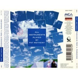 Passaggio per il Paradiso サウンドトラック (Pat Metheny) - CD裏表紙