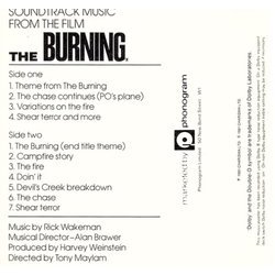 The Burning サウンドトラック (Rick Wakeman) - CD裏表紙