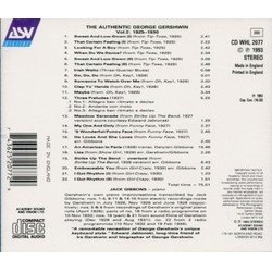 Authentic George Gershwin 2 Ścieżka dźwiękowa (George Gershwin) - Tylna strona okladki plyty CD