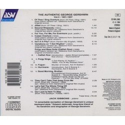 The Authentic George Gershwin 3 Trilha sonora (George Gershwin) - CD capa traseira