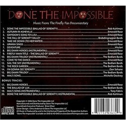 Done The Impossible: The Fans' Tale of Firefly & Serenity Ścieżka dźwiękowa (Various Artists) - Tylna strona okladki plyty CD