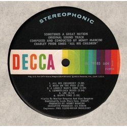 Sometimes a Great Notion サウンドトラック (Henry Mancini) - CDインレイ