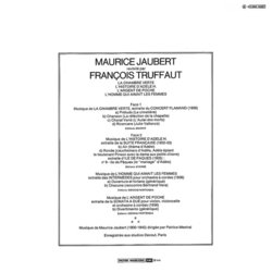 Maurice Jaubert revisit par Franois Truffaut Soundtrack (Maurice Jaubert) - CD Back cover