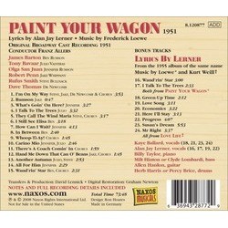Paint Your & Selections from Lyrics by Lerner サウンドトラック (Alan Jay Lerner , Frederick Loewe) - CD裏表紙