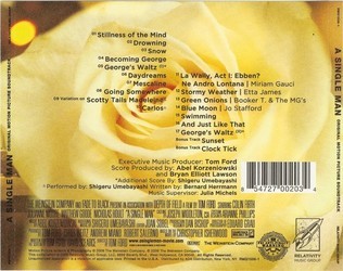 A Single Man Colonna sonora (Abel Korzeniowski, Shigeru Umebayashi) - Copertina posteriore CD