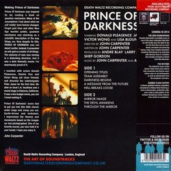Prince of Darkness サウンドトラック (John Carpenter, Alan Howarth) - CD裏表紙