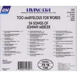 Too Marvelous for Words Trilha sonora (Various Artists, Johnny Mercer) - CD capa traseira