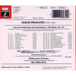 Ivan the Terrible Soundtrack (Sergei Prokofiev) - CD Trasero