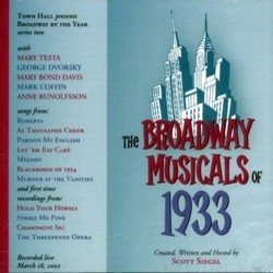 The Broadway Musicals of 1933 Ścieżka dźwiękowa (Various Artists, Various Artists) - Okładka CD