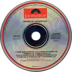Antarctica サウンドトラック ( Vangelis) - CDインレイ