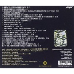 Una Pura Formalit Ścieżka dźwiękowa (Ennio Morricone) - Tylna strona okladki plyty CD