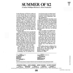 Summer of '42 Ścieżka dźwiękowa (Michel Legrand) - Tylna strona okladki plyty CD
