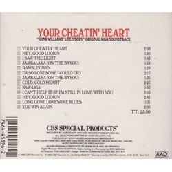 Your Cheatin' Heart Soundtrack (Hank Williams Jr.) - CD Back cover