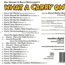What a Carry On! Ścieżka dźwiękowa (Bruce Montgomery, Eric Rogers) - Tylna strona okladki plyty CD