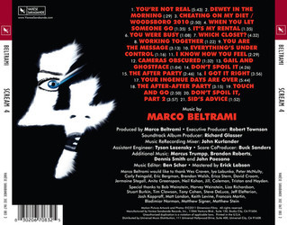 Scream 4 Ścieżka dźwiękowa (Marco Beltrami) - Tylna strona okladki plyty CD