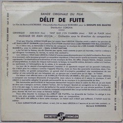 Dluit de Fuite Trilha sonora (Jean Leccia) - CD capa traseira
