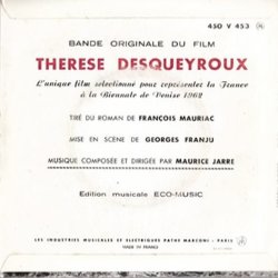 Thrse Desqueyroux Soundtrack (Maurice Jarre) - CD Back cover