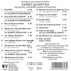 Gutes von Gestern サウンドトラック (Rupert Glawitsch) - CD裏表紙