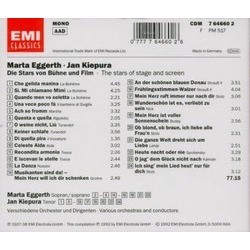 Die Stars von Bhne und Film Ścieżka dźwiękowa (Various Artists, Marta Eggerth, Jan Kiepura) - Tylna strona okladki plyty CD