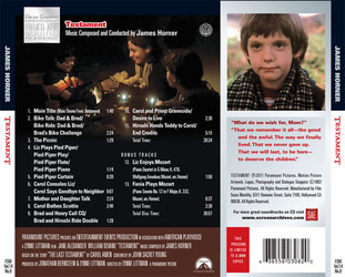 Testament Ścieżka dźwiękowa (James Horner) - Tylna strona okladki plyty CD