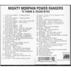 Mighty Morphin Power Rangers Ścieżka dźwiękowa (Various Artists, Shuki Levy) - Tylna strona okladki plyty CD