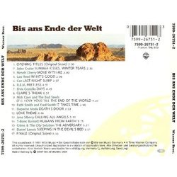 Bis ans Ende der Welt サウンドトラック (Various Artists, Graeme Revell) - CD裏表紙