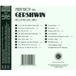 Marni Nixon Sings Gershwin Ścieżka dźwiękowa (George Gershwin, Marni Nixon) - Tylna strona okladki plyty CD