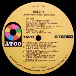Melody サウンドトラック (Various Artists, The Bee Gees, Richard Hewson) - CDインレイ