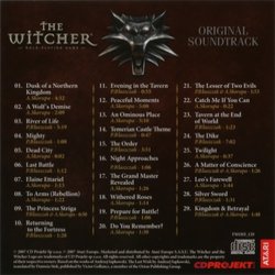 The Witcher Soundtrack (A.Skorupa , P.Błaszczak ) - CD Back cover