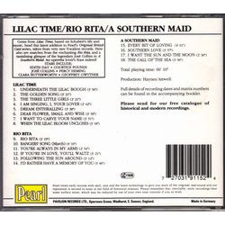 Lilac Time / Rio Rita / A Southern Maid Ścieżka dźwiękowa (Various Artists, Franz Schubert) - Tylna strona okladki plyty CD