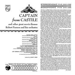 Captain From Castile And Other Great Movie Themes Ścieżka dźwiękowa (Various Artists, Robert Farnon, Alfred Newman) - Tylna strona okladki plyty CD