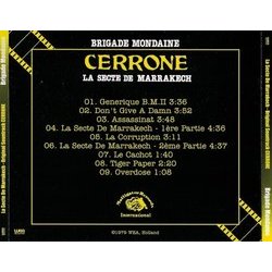 La Secte de Marrakech Ścieżka dźwiękowa (Marc Cerrone) - Tylna strona okladki plyty CD