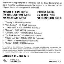 Claire Denis Film Scores 1996-2009 Soundtrack ( Tindersticks) - CD Achterzijde