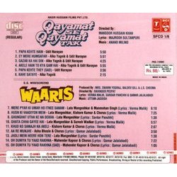 Qayamat Se Qayamat Tak / Waaris Soundtrack (Various Artists, Uttam Jagdish, Qamar Jalalabadi, Verma Malik, Anand Milind, Sardar Panchhi, Majrooh Sultanpuri) - CD Back cover